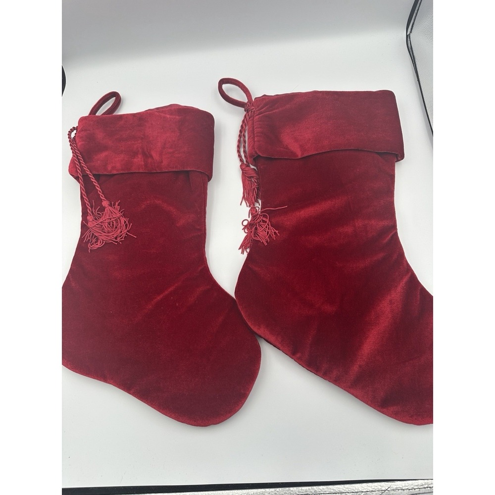Red Velvet Christmas Stockings for mantel